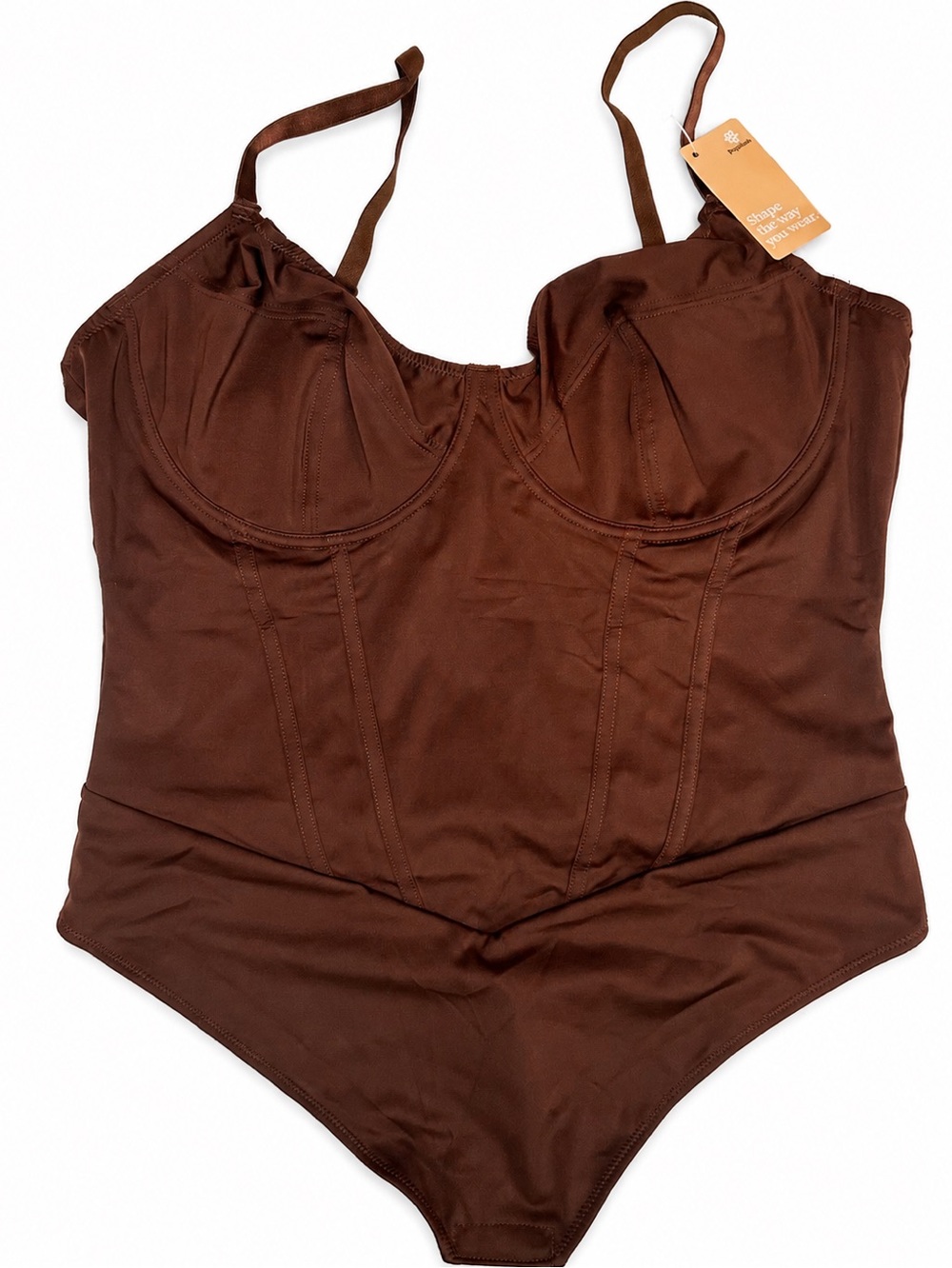 Popilush Corset Shapewear Bodysuit 3XL Brown Underwire Tummy Control NWT